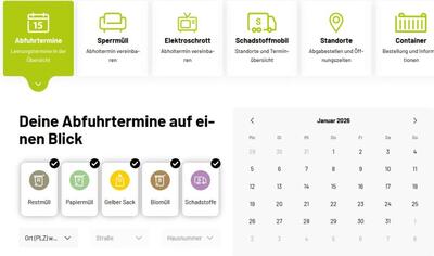 Screenshot AWIGO Abfuhrtermine